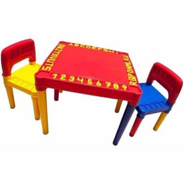 Imagem de Mesa Mesinha Infantil Com 2 Cadeira Educativa Para Crianças