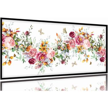 Imagem de Quadro Decorativo Quarto Escritório Floral 130x60 Moldura Preta 2x2