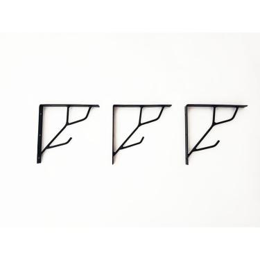 Imagem de Suporte Mão Francesa Prateleira em Ferro Cor Preto 3 Unidades