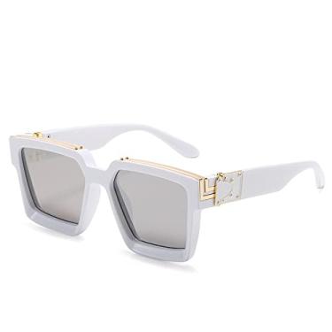 Imagem de Steampunk Sunglasses Men Luxury Designer Retro Trend Sunglasses Women Square Anti-Glare Driving Glasses Male,C6White SilverMirror,china
