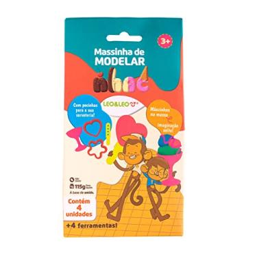 Imagem de KIT MASSA DE MODELAR NHAC 4 CORES MAIS 4 MOLDES LEOELEO