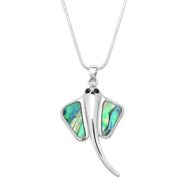 Imagem de Colar Falari Manta RayPendant verde Abalone de r dio altamente polido J0689