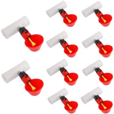 Imagem de Vanknono 10 peças de copos automáticos de aves, alimentador de água de frango, bebedouro de galinha e 10 peças de bebedouro de galinhas de PVC para frango, codorna e pombo