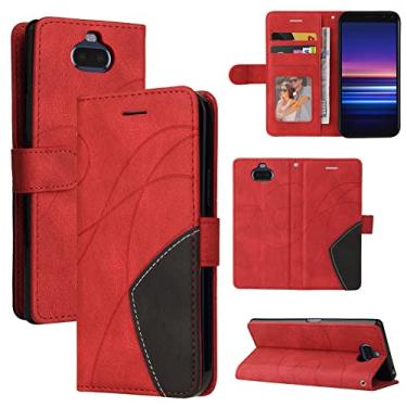 Imagem de Capa carteira para Sony Xperia 20, compartimentos para porta-cartões, fólio de couro PU de luxo anexado à prova de choque capa de TPU com fecho magnético com suporte para Sony Xperia 20 (vermelho)
