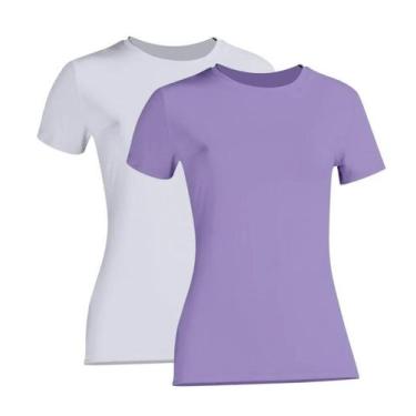 Imagem de Kit 2 Camiseta Proteção Solar Feminina Manga Curta Uv50+ 1 Lilás 1 Bra