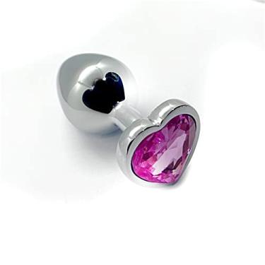 Imagem de Plug Anal Coração Com Jóia Aço Inox Polido Luxo Importado P M G Prateado (G)