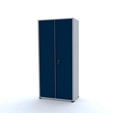 Imagem de Armário de Aço 2 Portas 3 Prateleiras Ap408sl Pandin Móveis Cinza/azul Del Rey