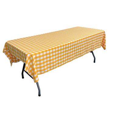 Imagem de LA Linen Toalha de mesa retangular quadriculada 152 cm x 259 cm, 152 cm x 102, amarelo escuro e branco