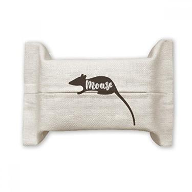 Imagem de Mouse preto e branco animal capa de papel para lenços faciais bolsa de linho de algodão
