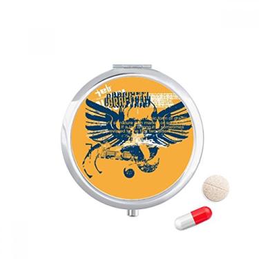 Imagem de Caixa de armazenamento de medicamentos com asas de caveira azul laranja grafite e bolso
