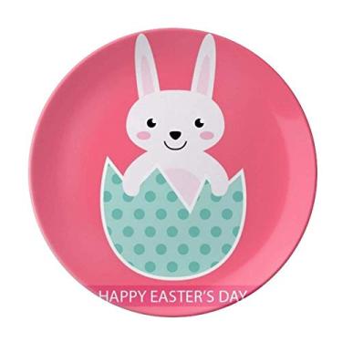 Imagem de Prato de ilustração Happy Easter's Day Egg Bunny decorativo de porcelana salver talheres jantar