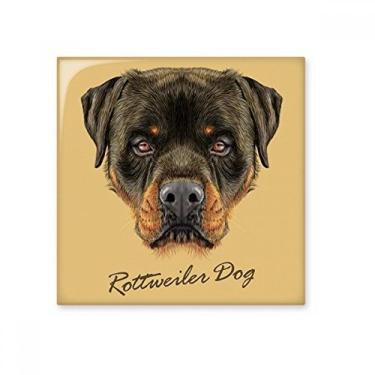Imagem de Azulejo de cerâmica preto feroz Rottweiler animal animal de estimação decalque brilhante pedra adornada tijolo vitrificado