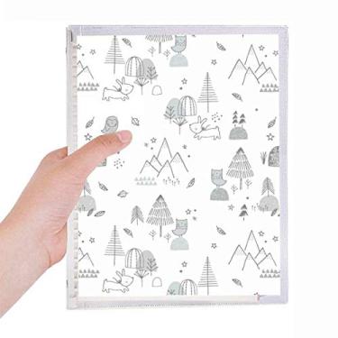 Imagem de Caderno de desenho animado pássaro montanha estrela grama árvore folhas soltas diário recarregável artigos de papelaria