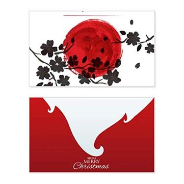 Imagem de Japan Branch Sakura Pintura em pincel Holiday Merry Christmas Cartões de parabéns Mensagem de Natal