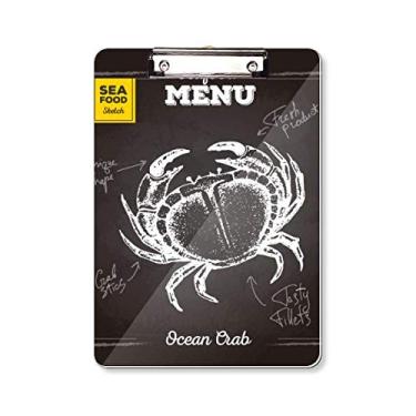 Imagem de Padrão de desenho de caranguejo de organismo marítimo pasta pasta, bloco de anotação, placa de apoio A4