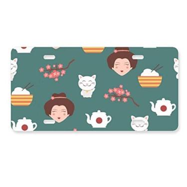 Imagem de DIYthinker Cat Sakura Bule de Arroz Japão, Placa de Carro Decoração Acessório de Aço Inoxidável