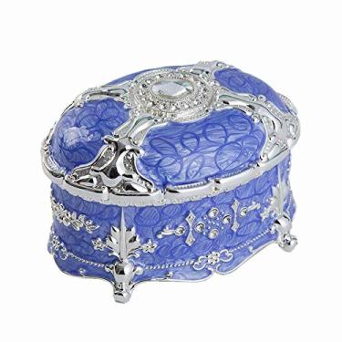 Imagem de Caixa de joias, caixa de joias com diamantes de alto nível Palace Caixa de armazenamento de joias oval europeu - trompete