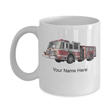 Imagem de Caneca de caminhão de bombeiro personalizada – Caneca de café para amantes de bombeiros – Caneca de caminhão de bombeiro personalizada – Caneca de café de 325 ml