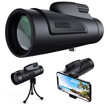 Imagem de Telescópio monocular 12x50 para adultos, HD High Power Bak4 Prism Monocular Monocular à prova d'água com tripé adaptador de smartphone para observação de pássaros, caminhada, acampamento, turismo