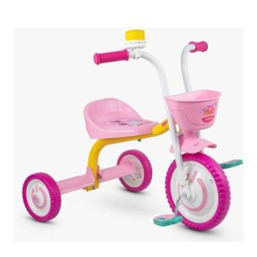 Motoca Infantil Triciclo Encantado Rosa com Empurrador e Proteção Pais e  Filhos