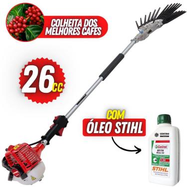 Imagem de Derriçadeira Kawashima Profissional Para Todos os Tipos de Café Com Braço de 110cm e Mãozinha de Garra Dupla + 01 Óleo Lubrificante Castrol Stihl