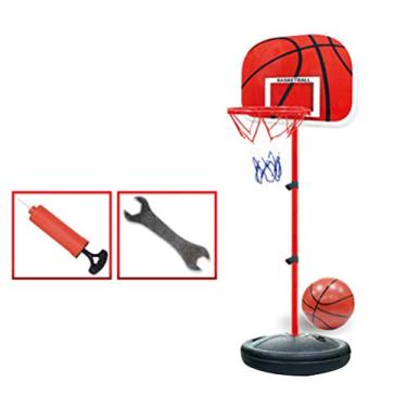 Imagem de Garneck Conjunto de suporte de cesta de basquete infantil portátil, conjunto de brinquedos esportivos com rede de bola e bomba de bola para uso interno e externo