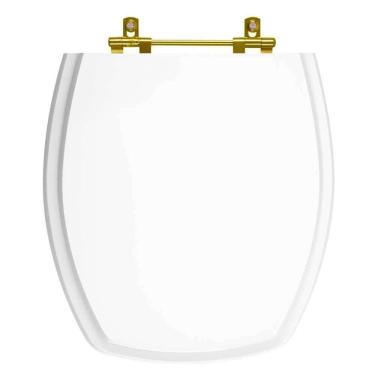 Imagem de Assento Sanitário Poliéster Thema Branco para vaso Incepa Com Ferragem Dourada