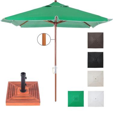 Imagem de  Ombrelone Madeira Quadrado 2x2m Sardenha Sombreiro Bagum Com Base Madeira - Belfix