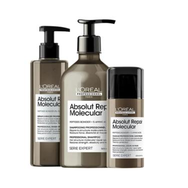 Imagem de Kit L´Oréal Absolut Repair Molecular Sh 500ml + Leave-in 100ml + Sérum 250ml