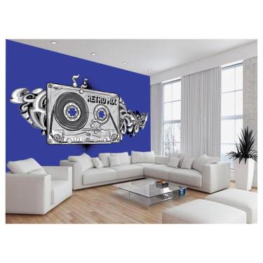 Imagem de Papel De Parede 3D Musica Fita Retrô Mix Tape 3,5M Mus31