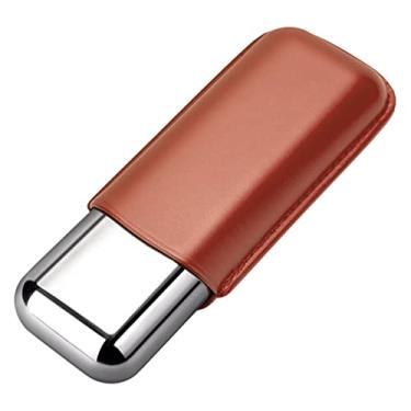 Imagem de Pequeno Estojo para charutos em aço inoxidável para umidificador de charutos bonito Estojo para charutos umidor portátil para 2 charutos Estojo pequeno para umidificador de charutos Feito à mão