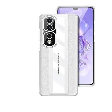 Imagem de Capa de celular Capa de couro real compatível com Huawei Honor 50, capa protetora de couro cerâmico fino, capa leve e resistente, capa anti-queda para PC compatível com Huawei Honor 50 (Size : White