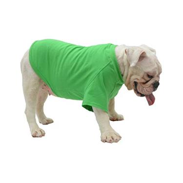 Imagem de Lovelonglong 2019 Trajes de animal de estimação Roupas de cachorro roupas em branco Camisetas para cães grandes médios pequenos 100% algodão 18 coresLovelonglong B-S (for Bulldog -15lbs) verde