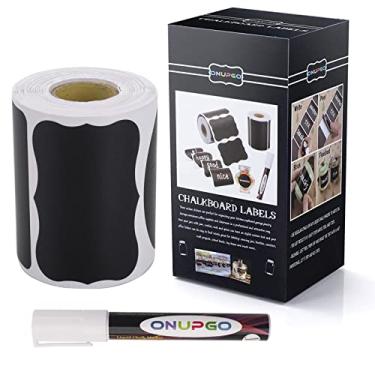 Imagem de Etiquetas de lousa ONUPGO - 180 peças de adesivos reutilizáveis à prova d'água com 1 marcador de giz líquido para jarros maçon, decoração de festas, salas de artesanato, casamentos, armazenamento, organizar sua casa e cozinha, E: 4 Multiple Shapes