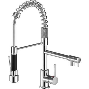 Imagem de TINICO Torneira Cozinha Gourmet Misturador Monocomando Com Spray Extensor, Volante Em Alavanca Com Abertura Mais Leve, Fácil Encaixe,Cromado