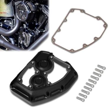 Imagem de Capa de câmera CNC Clarity para Harley softail Fat Boy 01-17 Dyna Touring road king Street Glide FLHX 06-16 Twin Cam Preta