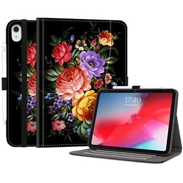 Imagem de Capa para iPad (A16) 11ª geração 11 polegadas 2025, iPad 10ª geração 10,9 polegadas 2022, construída com suporte de lápis, para iPad 11/10ª capa com suporte inteligente ângulos de visualização, flores
