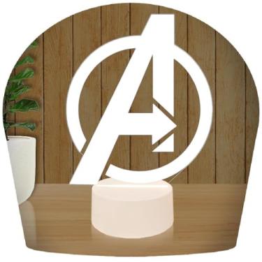 Imagem de Luminária Led 3d | Vingadores Avengers Marvel | Abajur - Base Branca