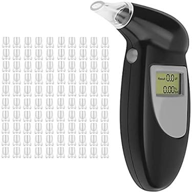 Imagem de Bafômetro doméstico portátil com 100 bocais, testador de álcool profissional, testador de álcool respiratório, medição rápida e precisa, sensor semicondutor
