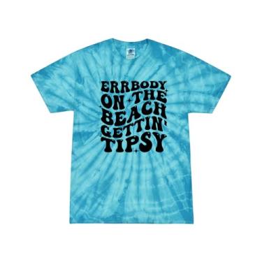 Imagem de Camiseta feminina divertida de manga curta Tie-Dye Errrybody On The Beach Gettin' Tipsy, Tie-dye turquesa, G