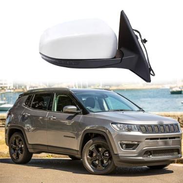 Imagem de Espelho retrovisor lateral do passageiro adequado para Jeep Compass 2017-2021 Substituição do espelho lateral da porta lateral Montagem do espelho retrovisor ajuste de lente elétrica, seta,