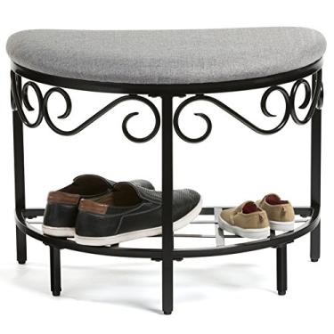 Imagem de Mango Steam Banco de sapato Half Moon – assento de penteadeira/cadeira de maquiagem – cinza mesclado