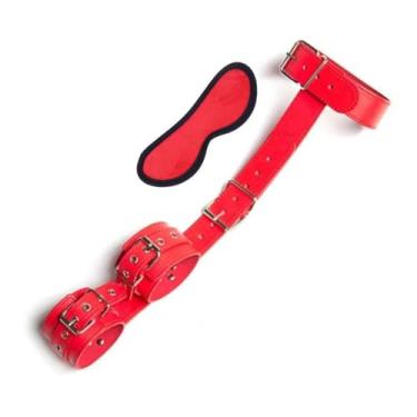Imagem de Brinquedos Sexuais Para Casais Algemas Kit de Pulsos Pescoço e Máscara de Olho Jogos Eróticos