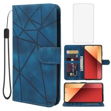 Imagem de Wanyuexes Capa para Redmi Note 13 Pro 4G/Poco M6 Pro 4G 23117RA68G Capa carteira com protetor de tela de vidro temperado, capa flip de couro com suporte para cartão de crédito para Xiaomi Redmi Note