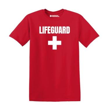 Imagem de Camiseta Lifeguard Staff - Logotipo ousado na frente para homens ou mulheres - 100% algodão fiado, Vermelho, XXG