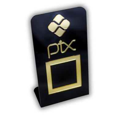 Imagem de Placa Pix Para Pagamento QR Code Preta - Kit 2 UNID COR: Preto com Dourado