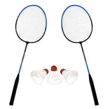 Imagem de Kit de Badminton Completo 2 Raquetes 3 Petecas Diversão