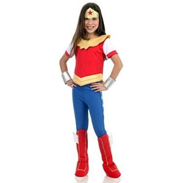 Imagem de Mulher Maravilha Dc Super Hero Girls Infantil 22066-G Sulamericana Fantasias Azul/Vermelho G 10/12 Anos