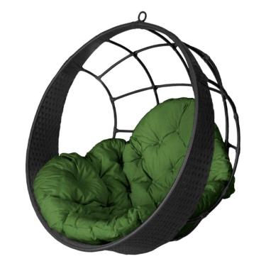 Imagem de Cadeira Balanço Ninho Suspenso De Fibra C- Almofada Impermeável Preto-verde