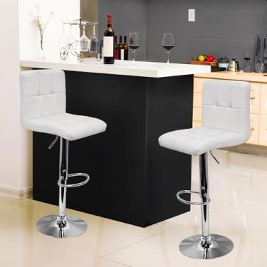 Imagem de Kit 2 Banquetas Confort Gomos Estofada Giratória Branco - Lianto Decor